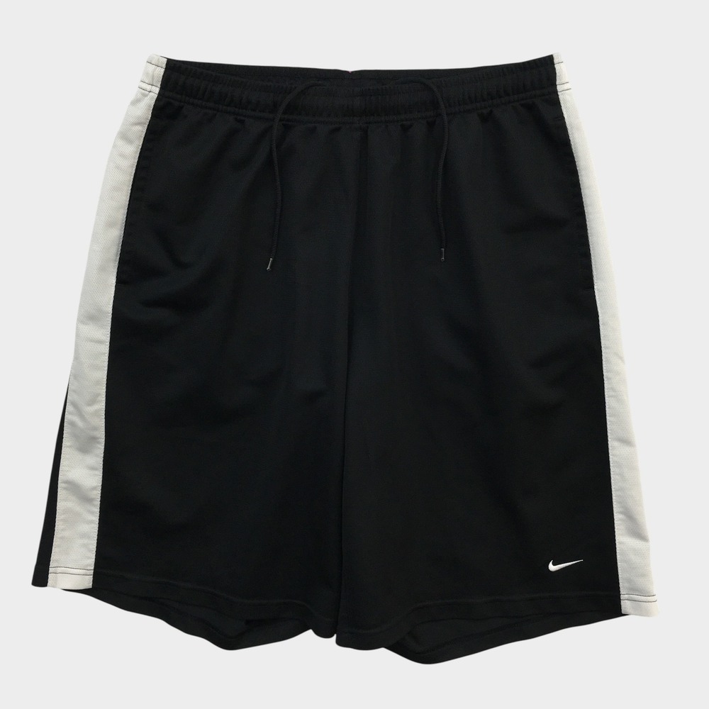 VINTAGE Nike Mens Y2K Athletic Basketball Shorts Black White Side Stripe XL‎